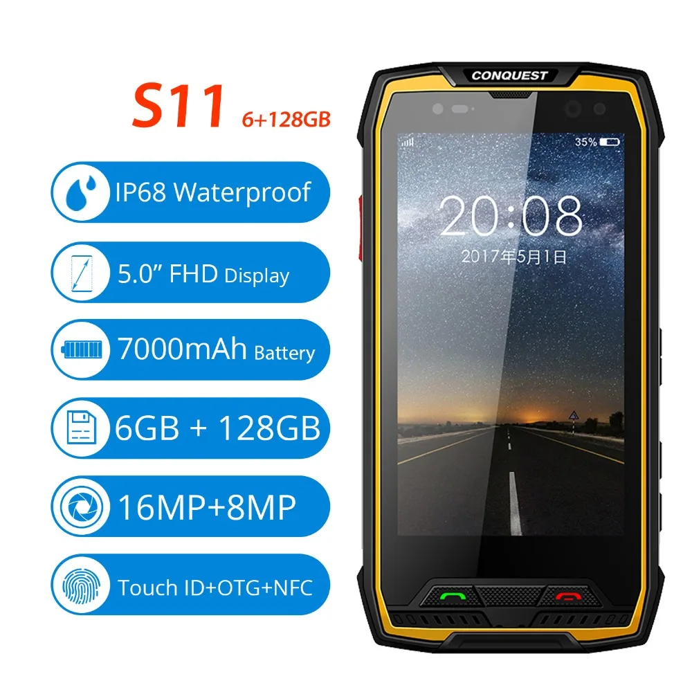 Шам S11 водонепроницаемый противоударный с IP68 смартфон 4G 6 ГБ Оперативная память 128