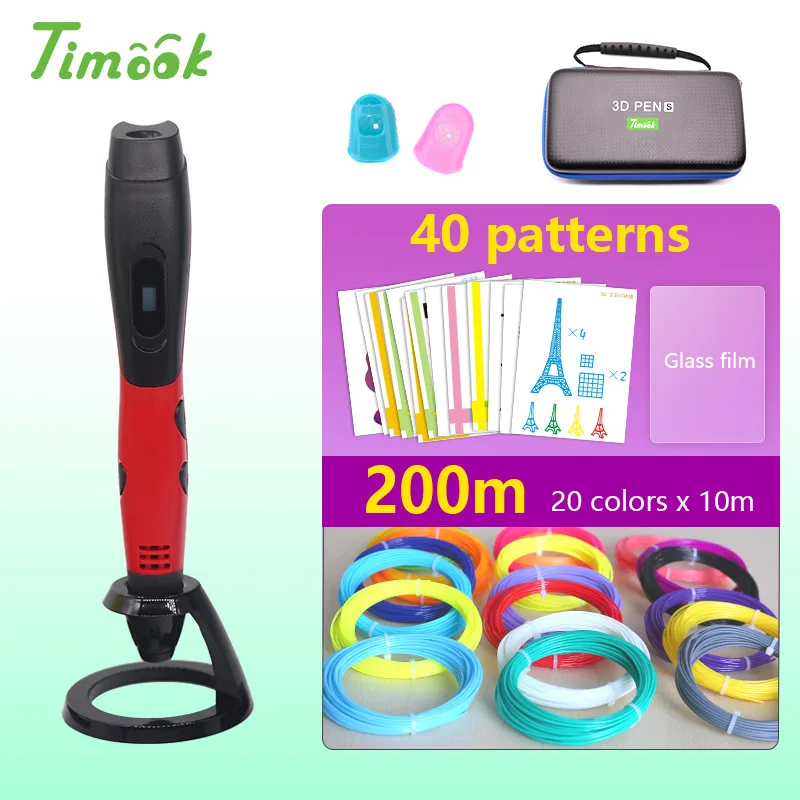 2. Red PLA pattern Модная 3D ручка и 1,75 мм безопасная нить подарок на Рождество/День рождения с красивой кожаной сумкой подходит для создания семьи - Цвет: 2. Red PLA pattern