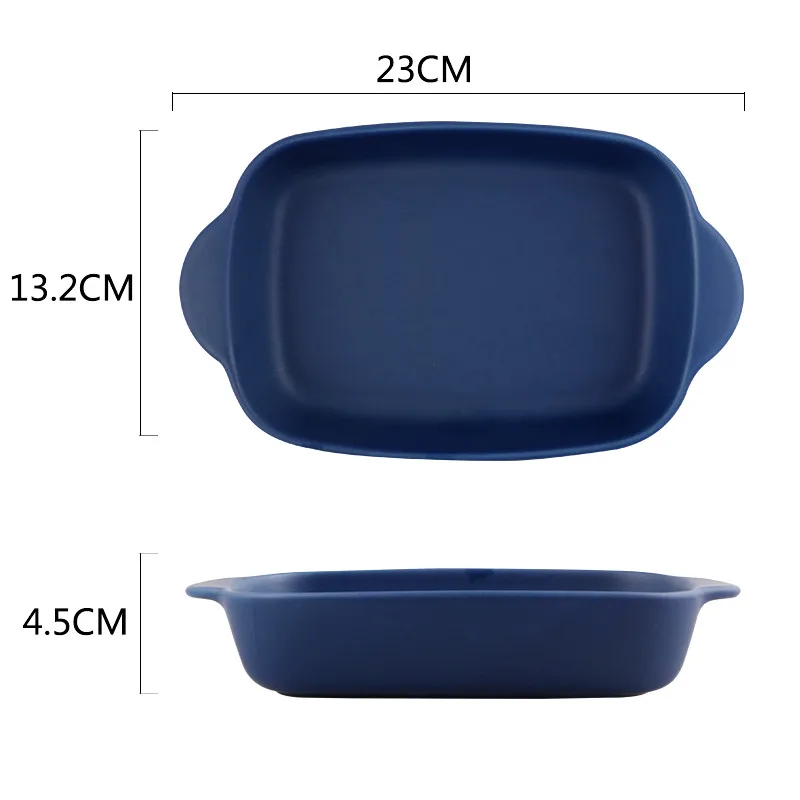 dark blue 1 Pc 7 цветов керамическая бинауральная прямоугольная тарелка для сыра, выпечка, поднос для посуды, западные блюда, миска для духовки, высокотемпературная 600C - Цвет: dark blue 1 Pc