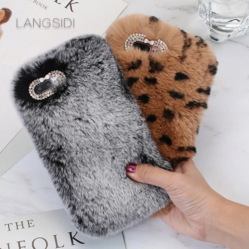 2018 New For iPhone 7 Plus case handmade Leopard plush style back cover Other Case | Мобильные телефоны и аксессуары