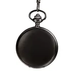 Роскошные Гладкие Черные крутые кварцевые карманные часы, цепочка с подвеской для женщин и мужчин, подарок на день рождения унисекс, P200