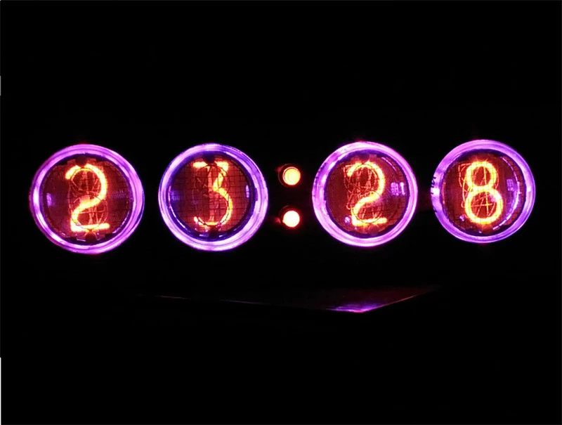 Светящиеся трубчатые часы IN 4 NIXIE Tube цельнодеревянные электронные полноцветный