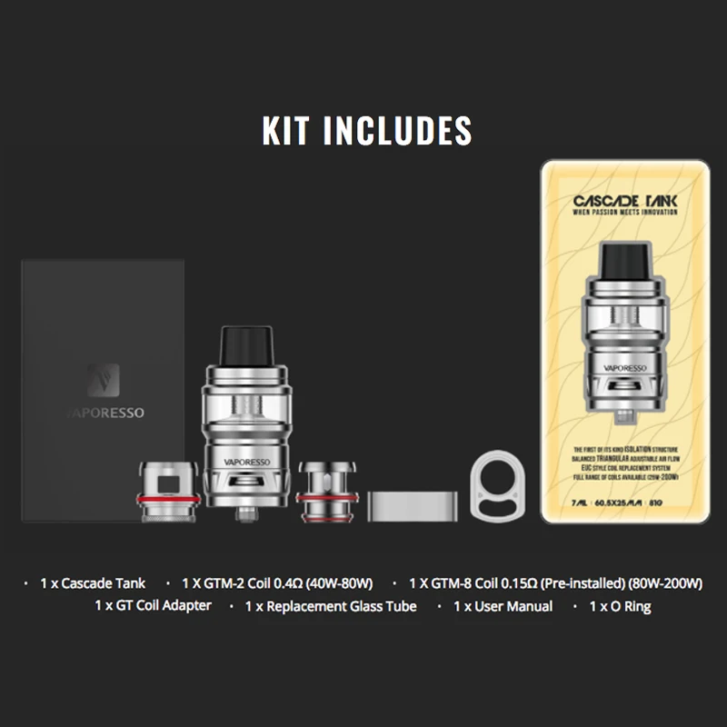 Vaporesso Каскадный бак Sub-Ohm с 7 мл GTM-8 катушка 0 15 Ом от 80 до 200 Вт 4 цвета | Электроника