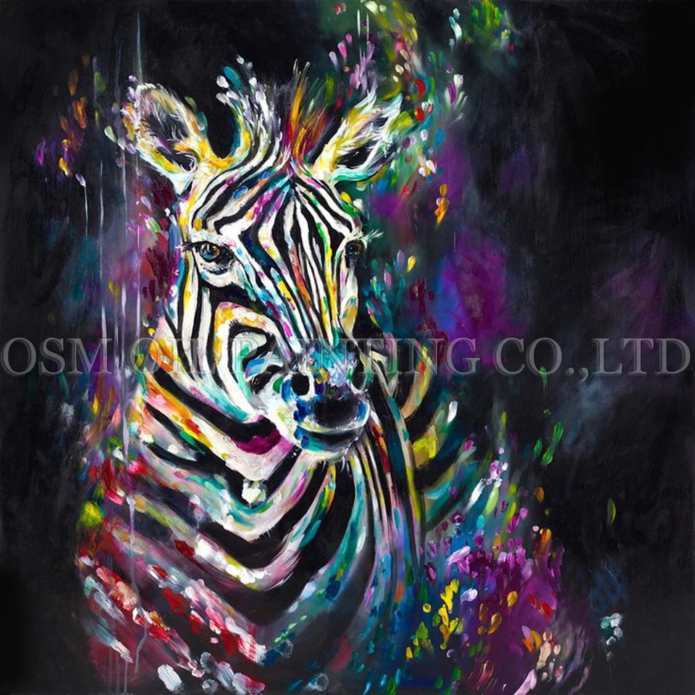 Excellent Artist Handmade High Quality Abstract Animal Zebra Oil Painting on Canvas Modern Colorful | Дом и сад