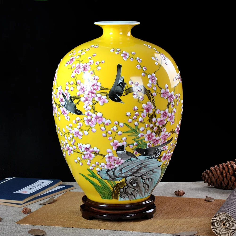 

Керамическая ваза Jingdezhen ручной росписи, ваза в виде розы для китайской гостиной, домашняя фурнитура ручной работы