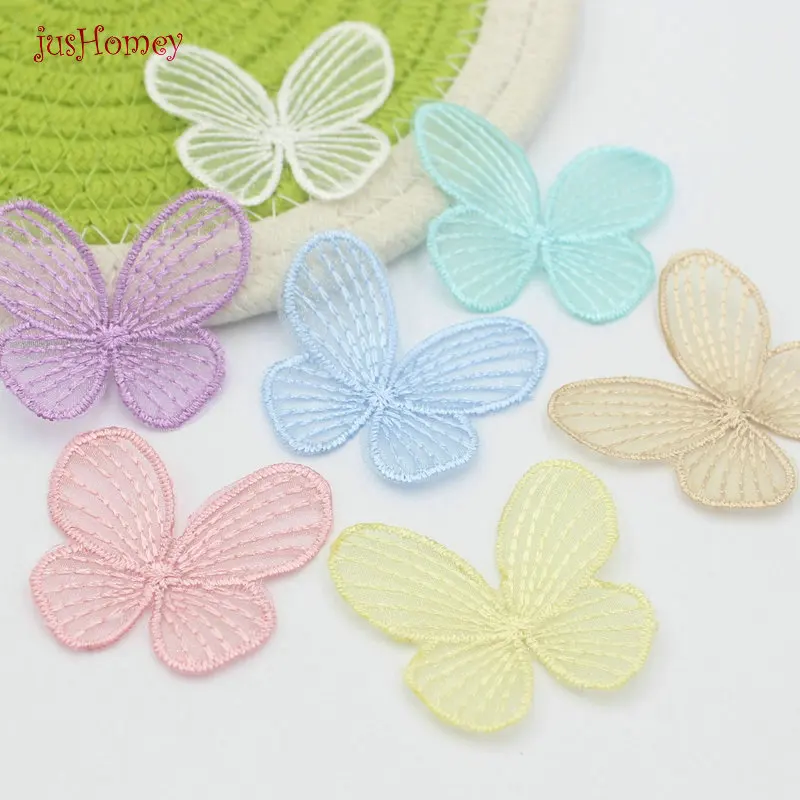 30 шт/партия вышивка кружева Апликация в виде бабочки 4 8 см полупрозрачный один