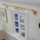 Миниатюрная занавеска для кукольного домика 1:12, аксессуары для окон, миниатюрная мини-занавеска из сплава, изысканный золотой стержень