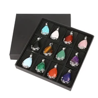 wholesale 12pcslot 2018 trendy hot sell natural stone water drop shape pendants charms for necklaces making free shipping