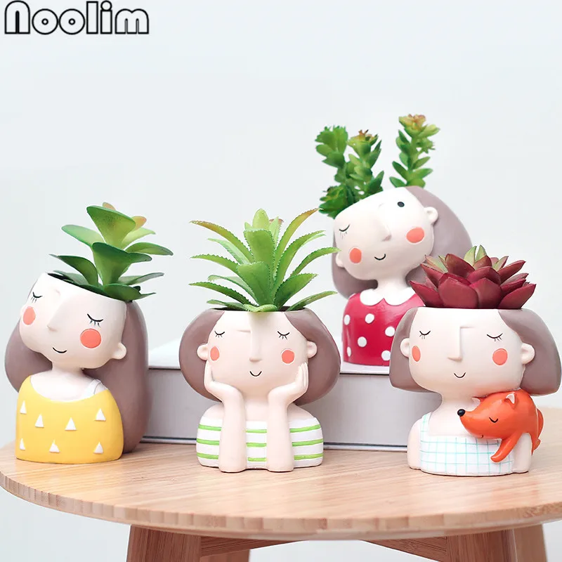 1Set - 4 Pcs Girls 4 шт. 1 лот Набор для кашпо настольная ваза горшок для суккулентов Мини Бонсай Кактус цветочный горшок домашний Декор цветок для девочек и мальчиков ремесло - Цвет: 1Set - 4 Pcs Girls