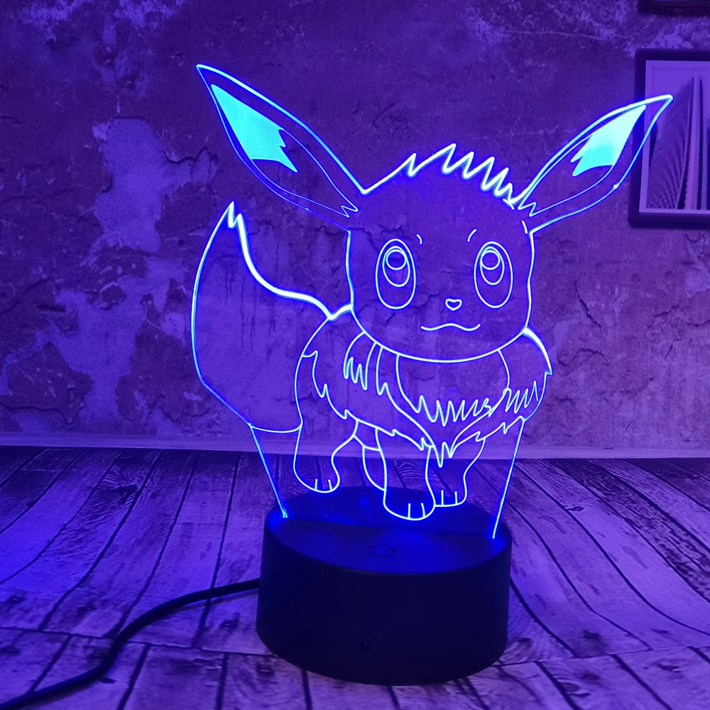Прямая поставка милый креативный Покемон Evee 7 цветов ночник 3D Фэнтези градиент