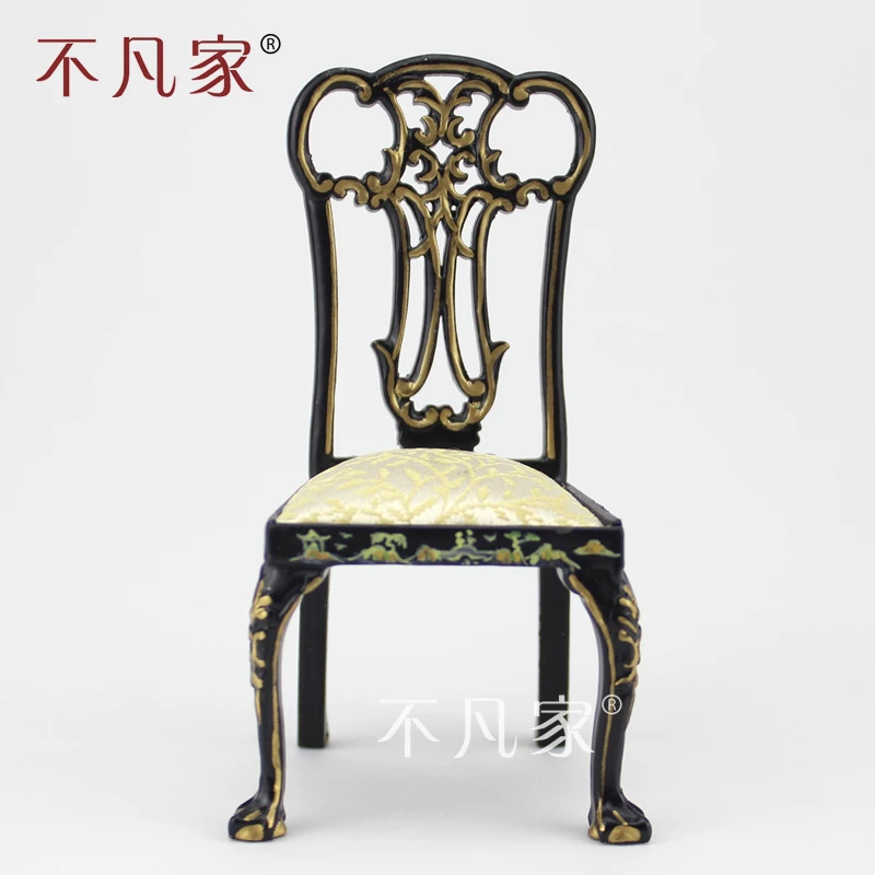 dollhouse 1:12 scale miniature furniture black Hand painted Landscape painting Chair | Furniture Toys