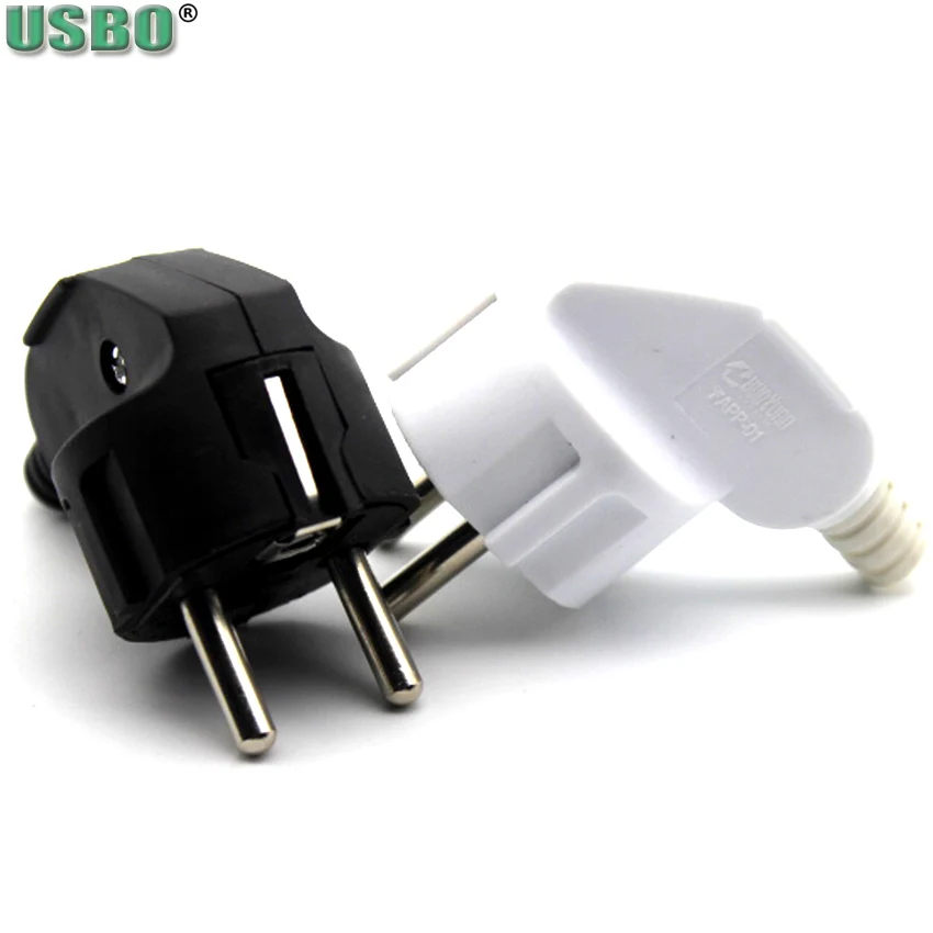 Черное колено белый 16A 250V PP огнезащитные ЕС Пособия по немецкому языку 2 шпильки проводов разъем электропитанием под Евро адаптер Съемный разъем