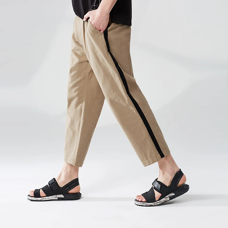 Мужские хлопковые Свободные повседневные брюки без наценки прямые спортивные на