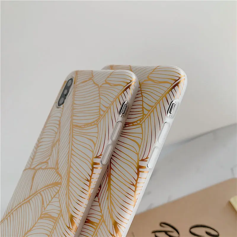 FLYKYLIN Art Gold banana leaf чехол для iphone XS Max XR X 6 S 7 8 Plus задняя крышка мягкий IMD силиконовый