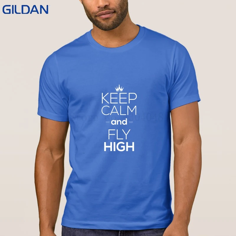 Новая мода самолет Keep Calm And Fly High Футболка 100% хлопок Camiseta футболка для Для мужчин