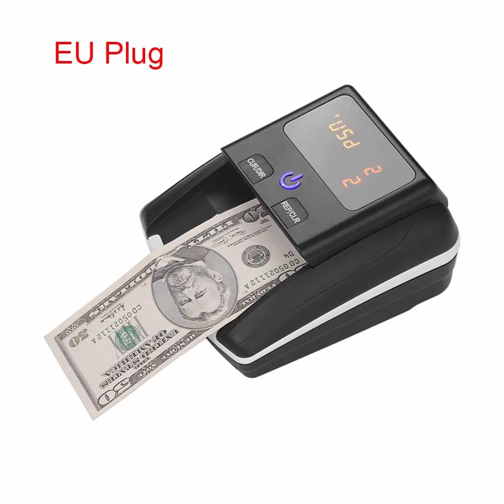 EU Plug Портативный маленький детектор банкнот счетчик номинальных значений UV/MG/IR/DD Детектор фальшивых денег тестер машина - Цвет: EU Plug