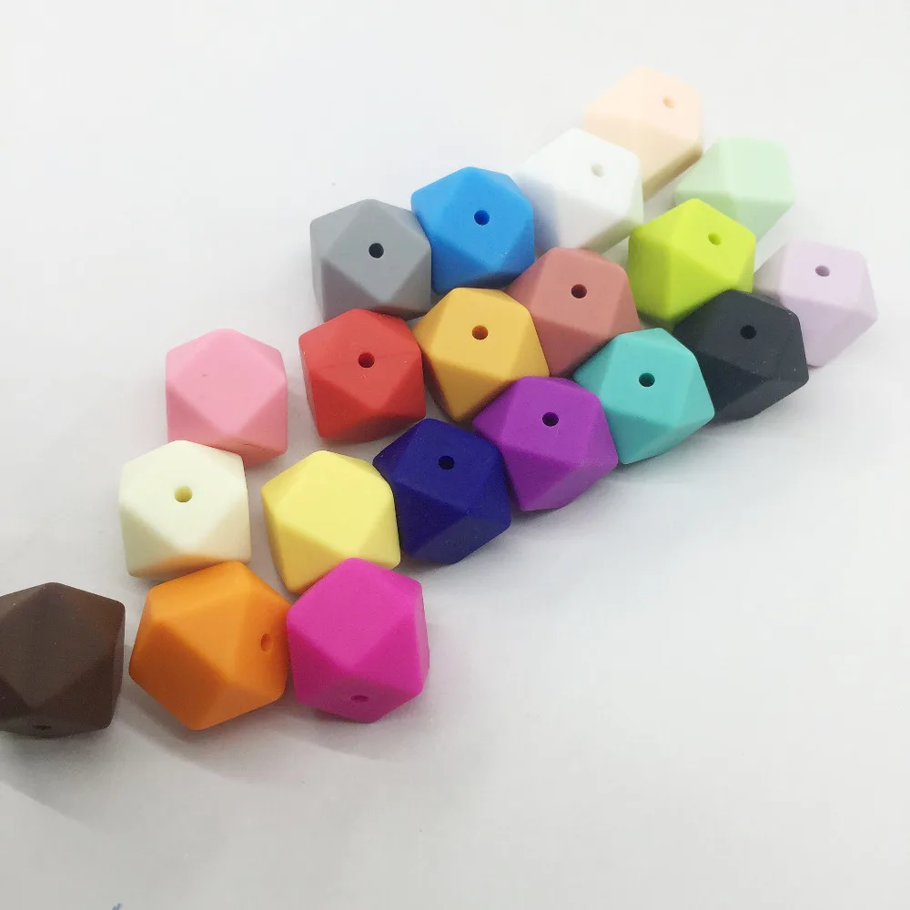 Silicone Beads Hexagon 17mm 100pc Food Grade Teether DIY Pacifier Clips Necklace Baby | Мать и ребенок
