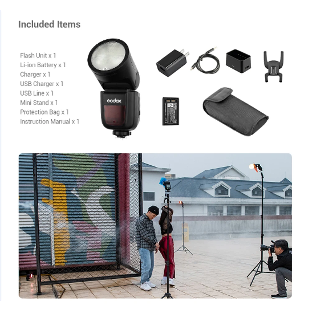 Godox V1 Вспышка Speedlite для SONY Canon Nikon Fujifilm Panasonic камера круглая вспышка HSS TTL литий