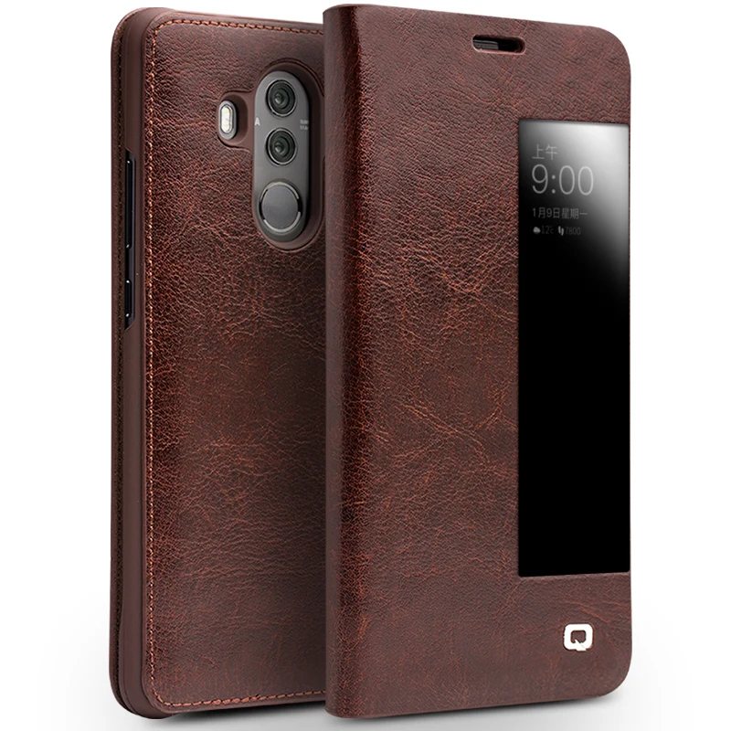 QIALINO Роскошный чехол для телефона из натуральной кожи Huawei Mate 10 Функция сна