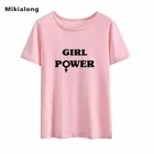 Уличная одежда Mikialong, женская футболка Феминистская Power, женские летние базовые белые футболки 2018, женские футболки с принтом, Хлопковые женские топы