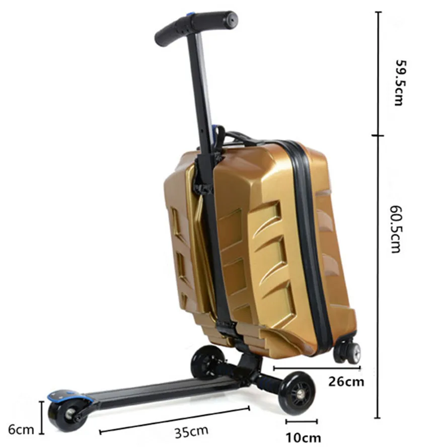 New Fashion British Style Skateboard Rolling Diamond   Luggage 21 inch Business Men Trolley Suitcases Bag Student Travel Trunk