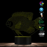 seabed fish art decor 3d acrylic ocean animal led optical illusion table lamp kid room novelty night light with colors changing