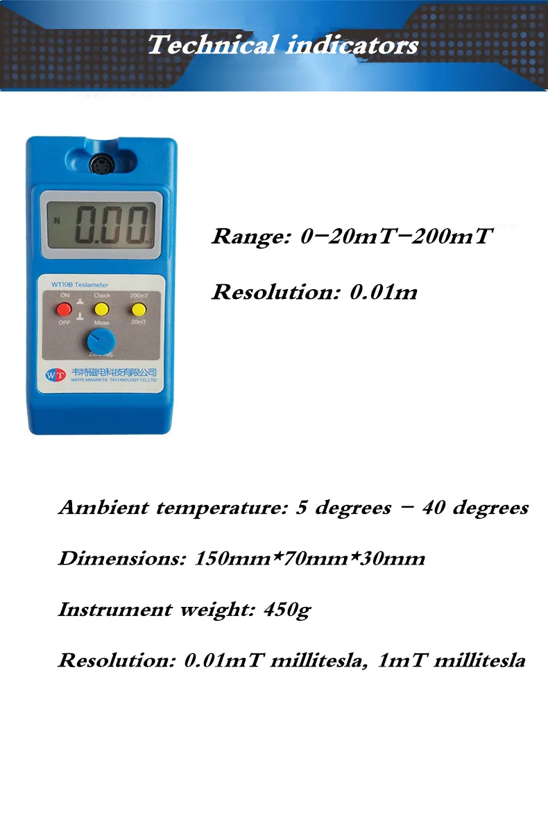 WT10B Gauss Meter Tesla Magnetic Remanence Magnetometer Residual Side Tester WT-10B | Инструменты