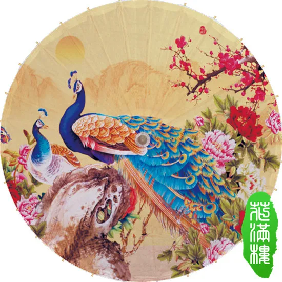 

Бумажный зонтик с павлином в цветах, промасленный Китайский традиционный зонтик ручной работы, бамбуковое украшение, реквизит для танцев, подарок, женский зонтик