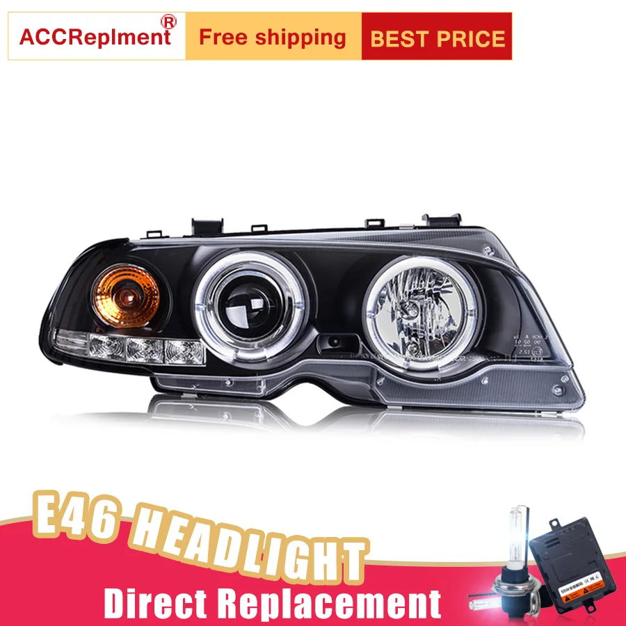 

2Pcs LED Headlights For BMW E46 1998-2002 led car lights Angel eyes xenon HID KIT Fog lights LED Daytime Running Lights