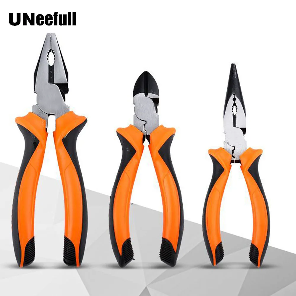 

UNeefull 3 Pieces Combination Plier Electrical Wire Cable Cutter Household 8-inch pliers, industrial 6-inch needle-nose pliers,