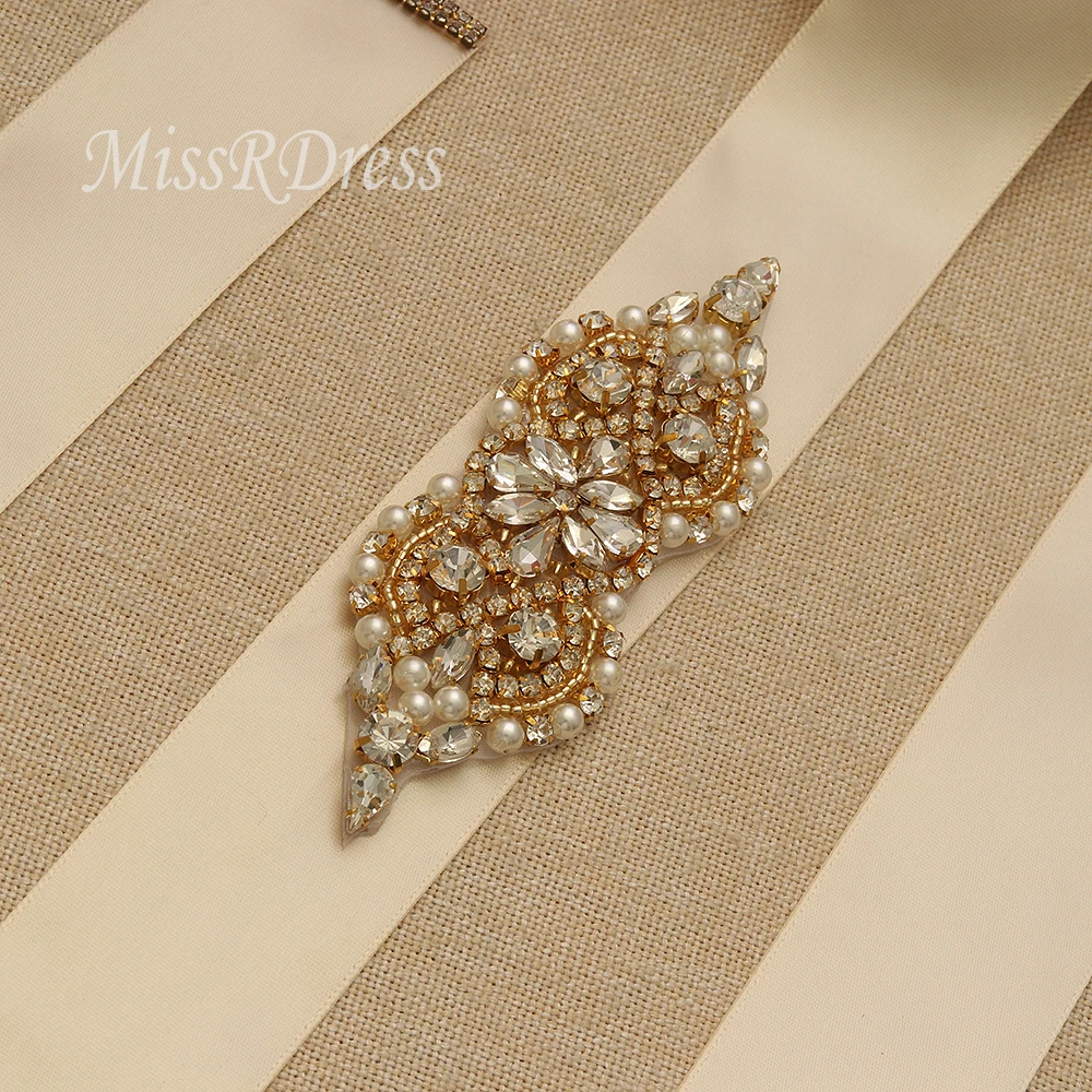 

Свадебный ремень MissRDress с жемчугом, золотистый ремень, украшенный бусинами, для свадебных платьев, JK932