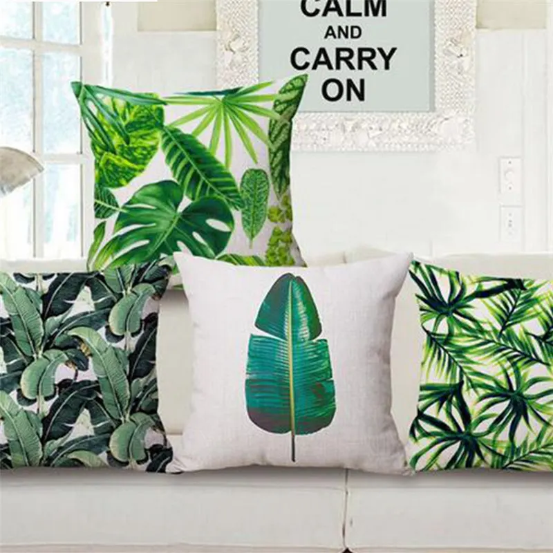 P flame Regenwoud Bladeren Afrika Linnen Tropische Planten Hibiscus Bloem Sierkussen чехол Stoel Sofa Kussenhoes almofada|almofada|almofada