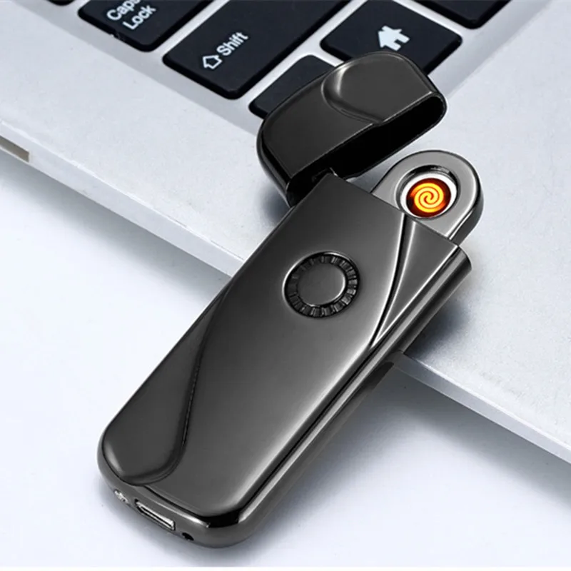 USB Зажигалка Электронная зажигалка тонкая металлическая импульсная