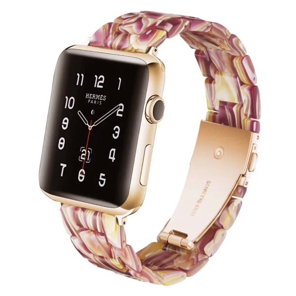Новый стильный ремешок из смолы для Apple Watch SE Band Series 6 5 4 3 мужчин/женщин 40 мм 44 38 42
