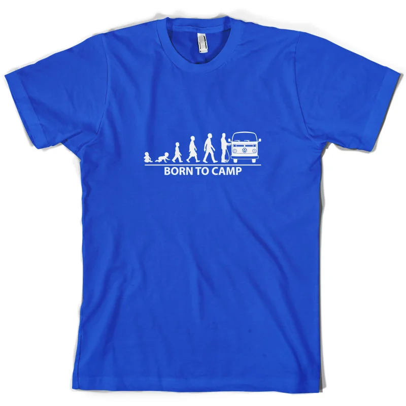 Born To Camp (Bay Window) Мужская футболка Camper Van Bus Новые футболки Забавные топы унисекс