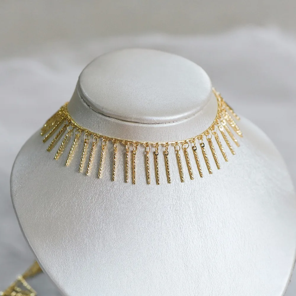 Gold Plated Brass Beaded Chains Link Chain with 15mm Stick Bar Beads Jewelry Craft Wholesale (#LK-194)/ 1 Meter=3.3 Ft | Украшения и