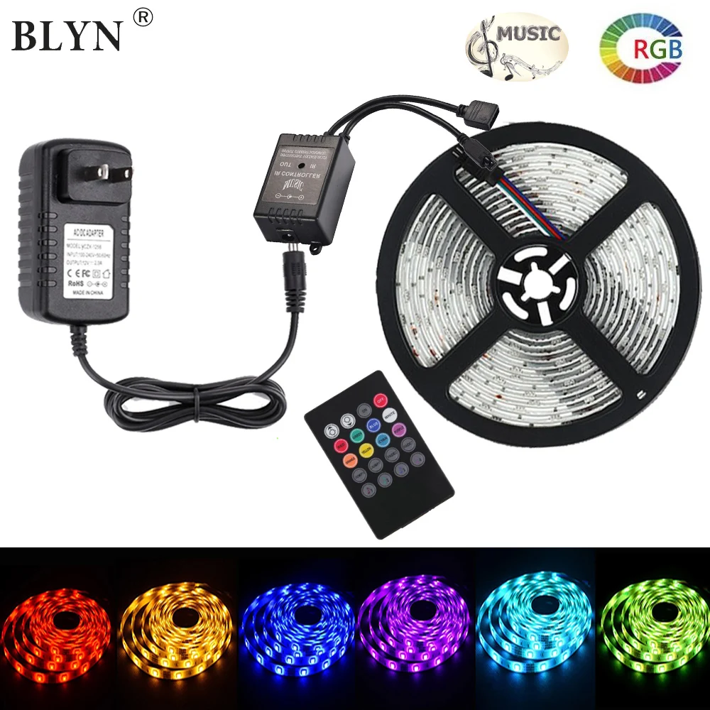 BLYN wifi Светодиодная лента 5050 RGB 5 м 10 м 2 м Водонепроницаемая Диодная лента ТВ светильник полосы Музыка Bluetooth ИК пульт дистанционного управления источник питания