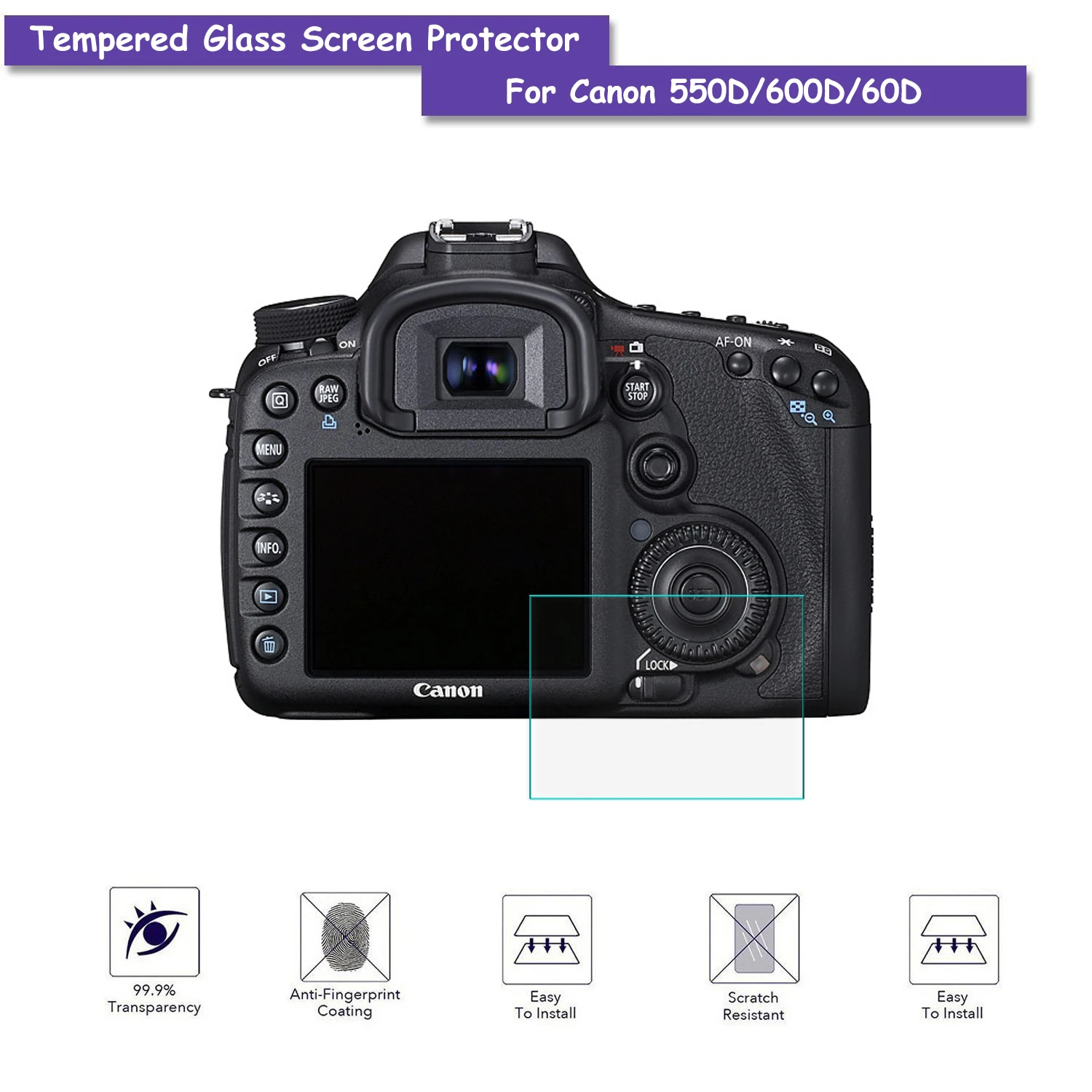 9H закаленное стекло ЖК экран Защитная пленка для Canon 550D/600D/60D аксессуары