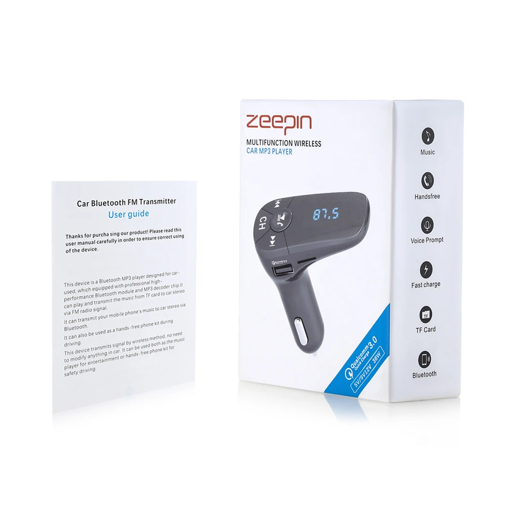 ZEEPIN T10 во время езды в автомобиле Беспроводной MP3 зарядное устройство для