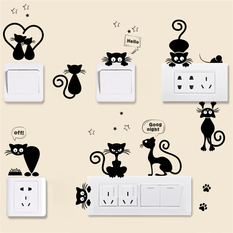 Настенные наклейки в виде светильник лого кота для детской комнаты домашнее