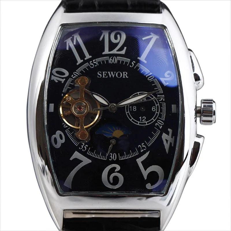 Бренд SEWOR Tourbillon дизайн Moon Phase автоматические самокручивающиеся механические