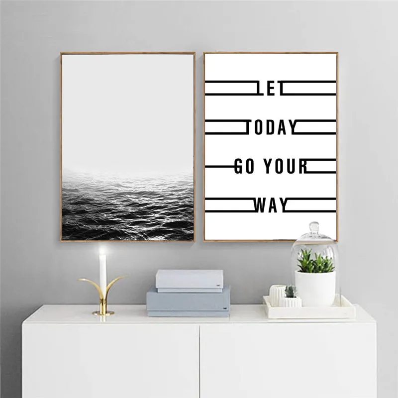 Nordic Стиль океан морская Wall Art Холст Картина Пейзаж мотивационный постер картину