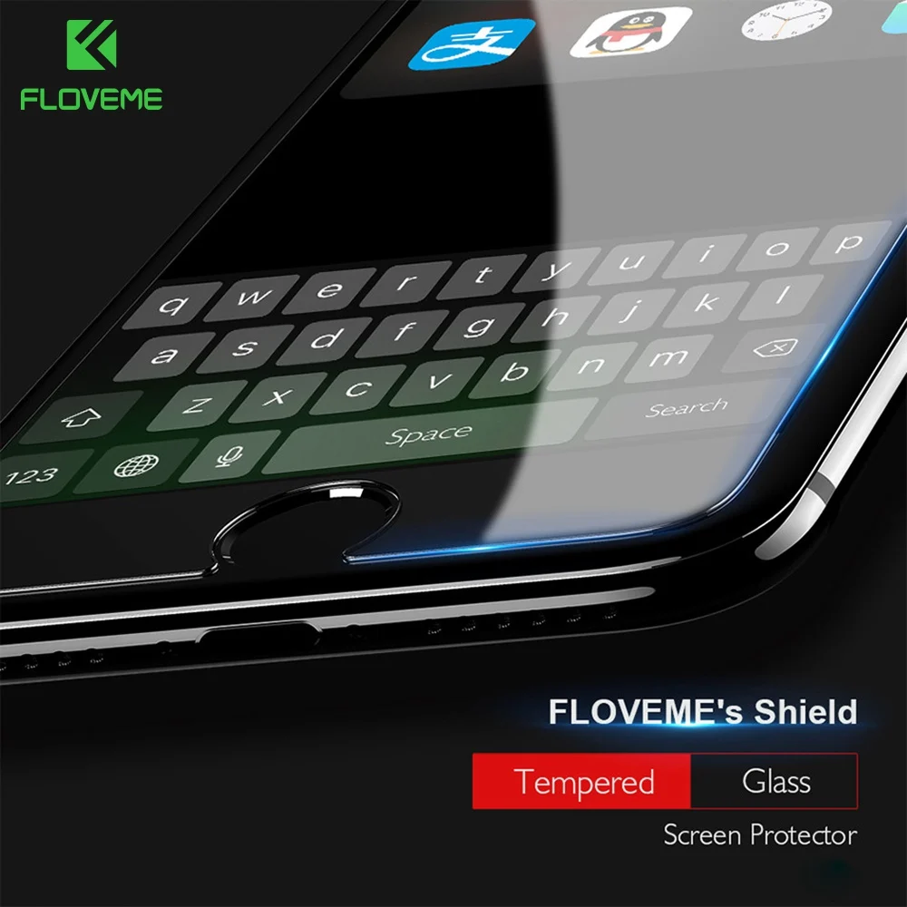 FLOVEME Protective Glass For iPhone 6 6S 7 8 Plus Screen Protector 9H 0.33mm Tempered 5S SE 5 Phone Front Film | Мобильные телефоны