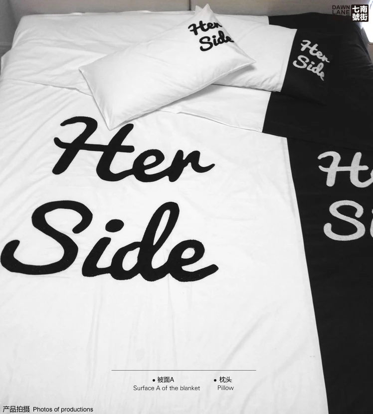 3D Черно-белый Забавный корейский комплект постельного белья king queen