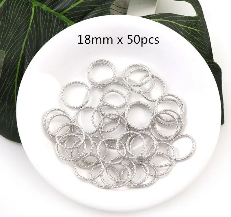 18mm Rhodium 100 шт., 8, 10, 12, 15, 18, 20 мм, скрученные круглые сливы, цветок, закрытые кольца, соединитель для самодельных шармов, бусины-разделители, фурнитура для ювелирных изделий - Цвет: 18mm Rhodium
