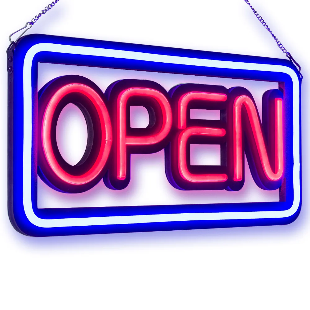 

OPEN LED Neon Light Sign, 50CM, NEON TUBE STYLE OPEN SIGNS, RB Letter Window Displaying Light, Bar, Restaurant, Store, Salon