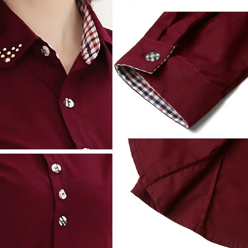 Осенняя одежда 2016 года Весна Для женщин рубашка лоскутное плед женские офисные