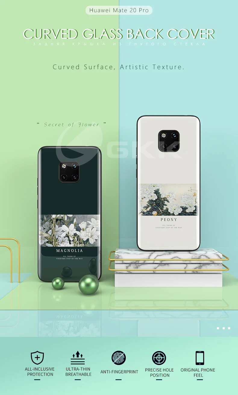 Чехол с GKK узором для huawei mate 20 30 pro, чехол из закаленного стекла с мягкими краями, TPU, силиконовый чехол для huawei mate 20 P30 pro, чехол