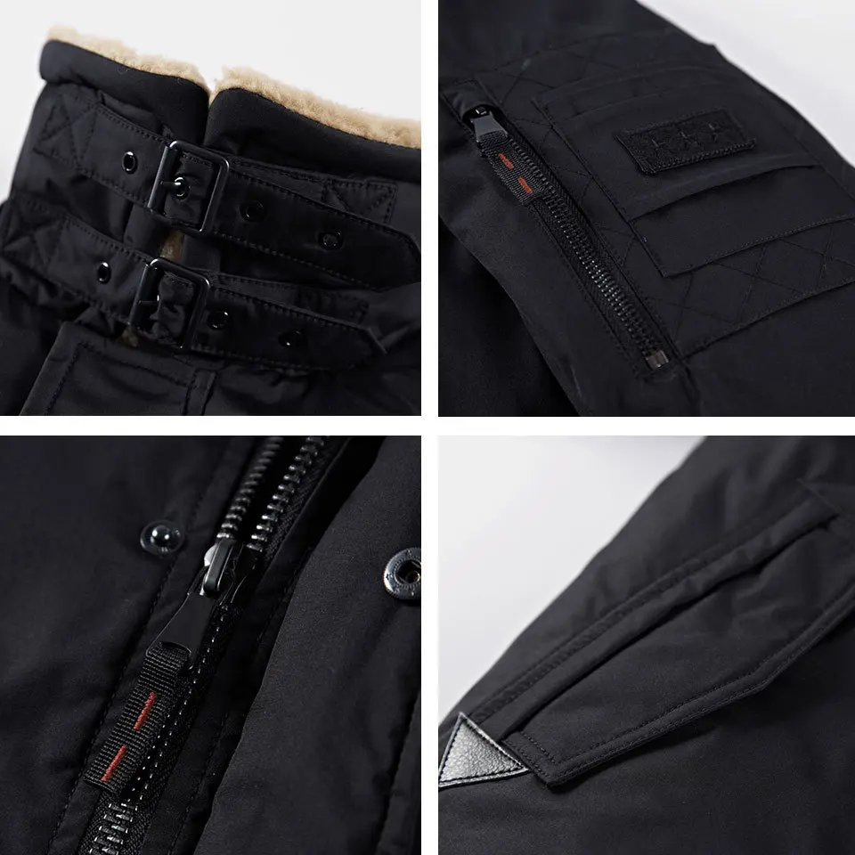 HTLB Winter Warm Jacket Parkas Men Brand Autumn Windproof Thick Fleece Fur Collar Warm Bio Down Parka Men Short Coat Male