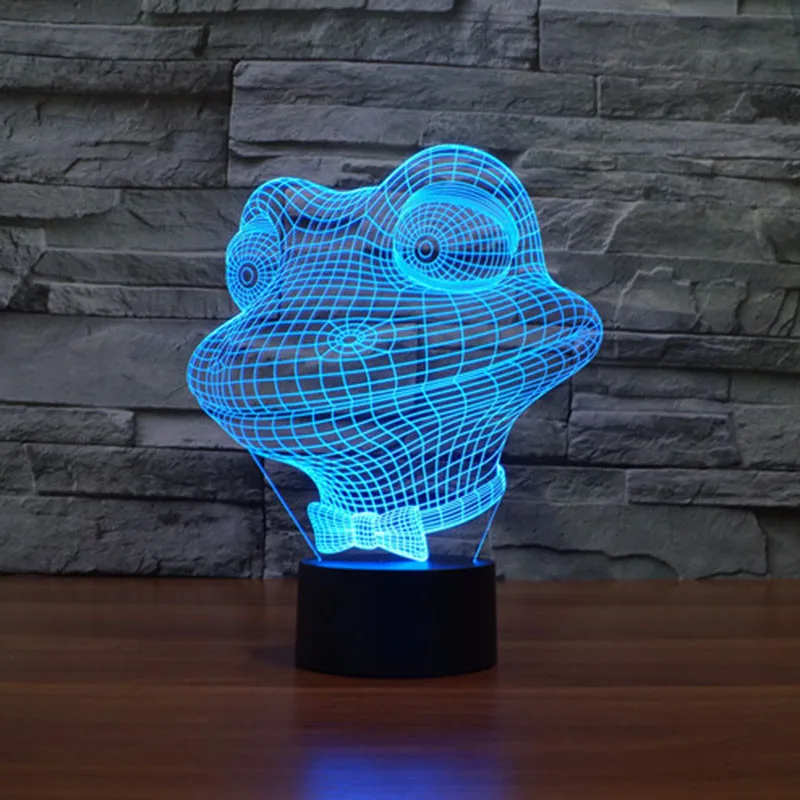 Меняющая цвет мультфильм лягушка ночсветильник для помещений 3D Светодиодная